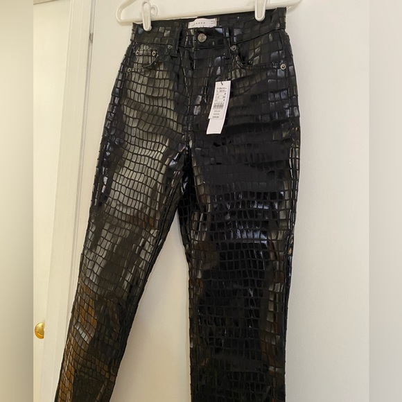 NWT 95$ Topshop high waist crocodile print pants - Picture 3 of 5